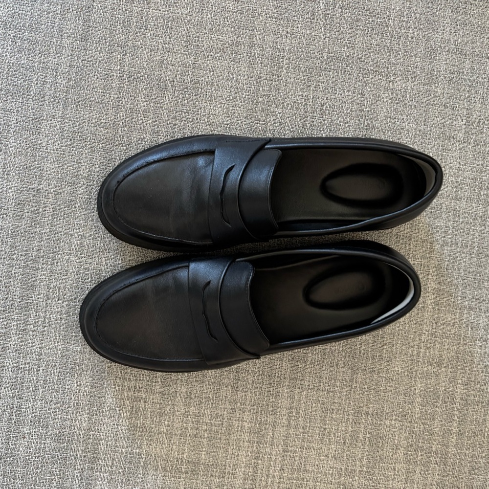 Quince Black Leather Penny Loafers Classic Flats